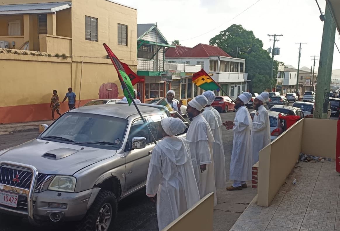 Rastas protesting ouside st. johns police station