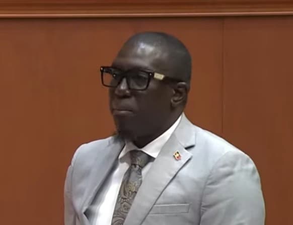 pringle in grey suit in parliament