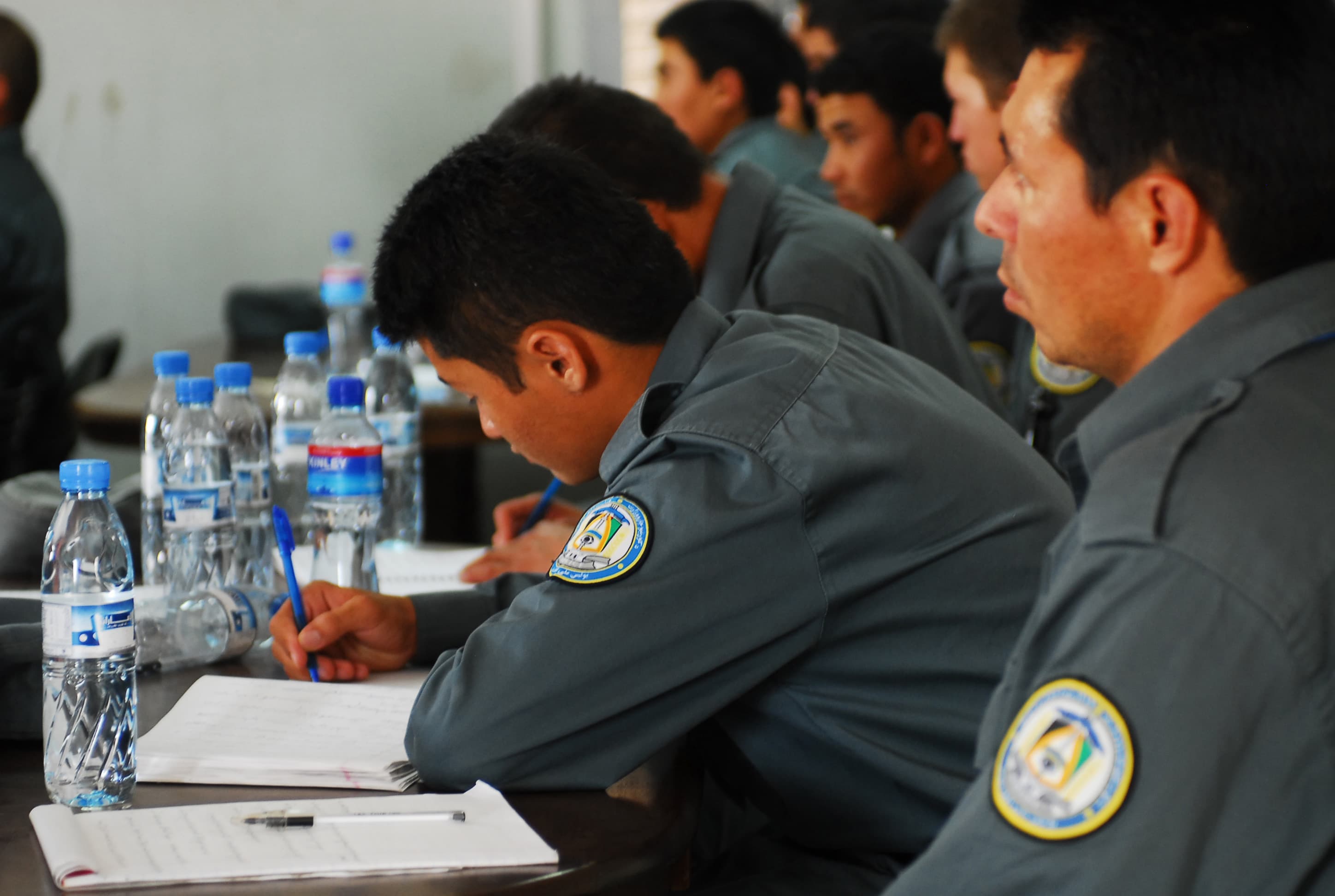 Police recruits receiving classroom instruction